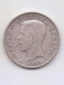 SUECIA DEL AÑO 1936 DE 1 KRONA G